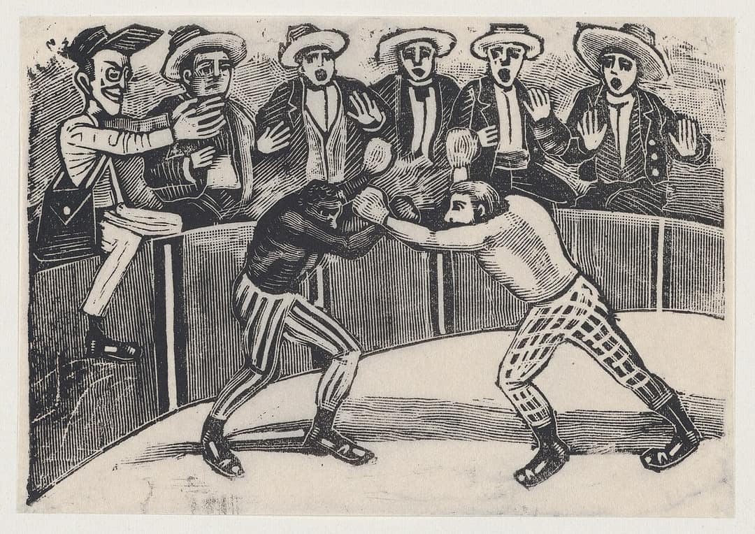 Boxing action in the ring