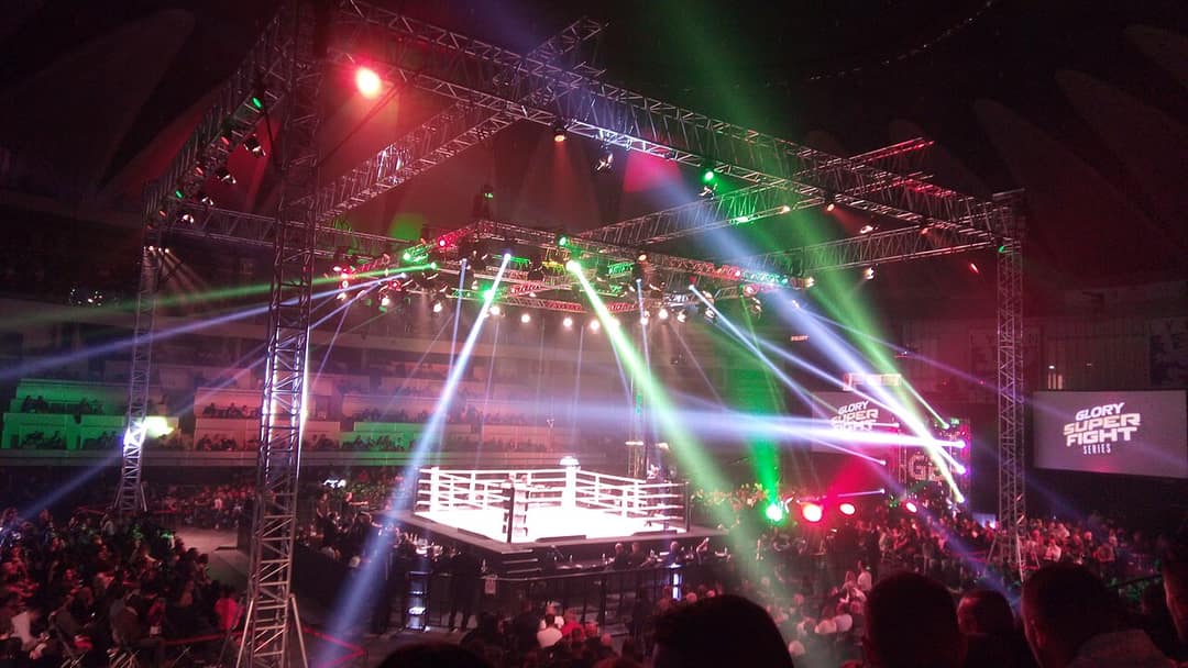 A kickboxing bout in the ring