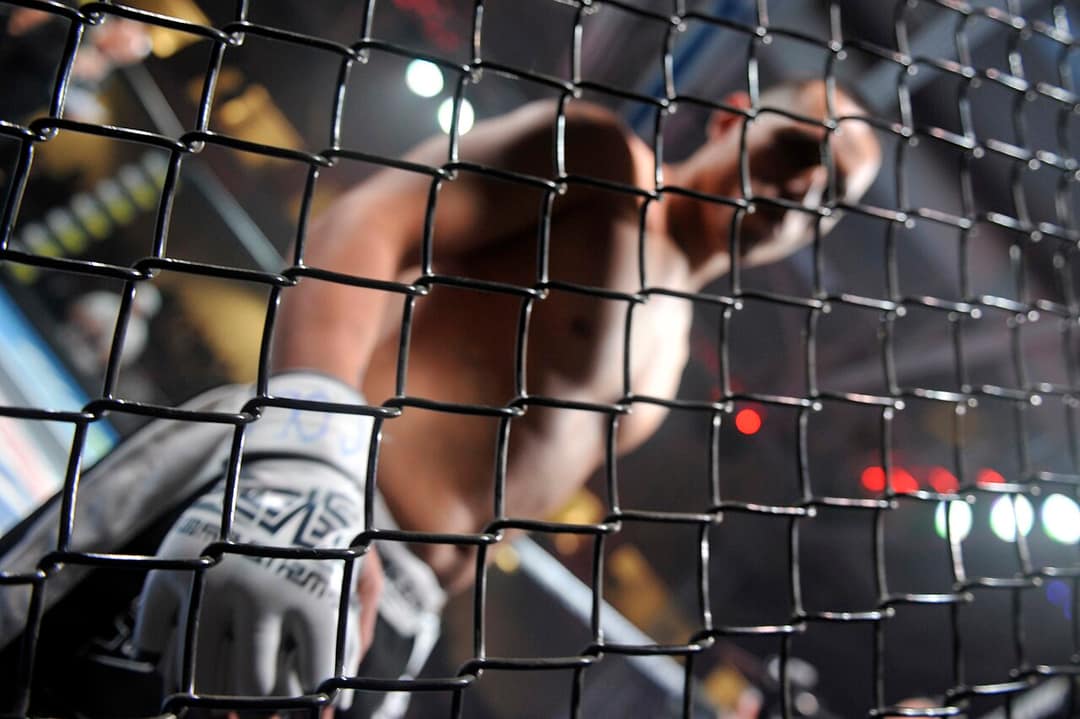 An MMA bout inside the cage